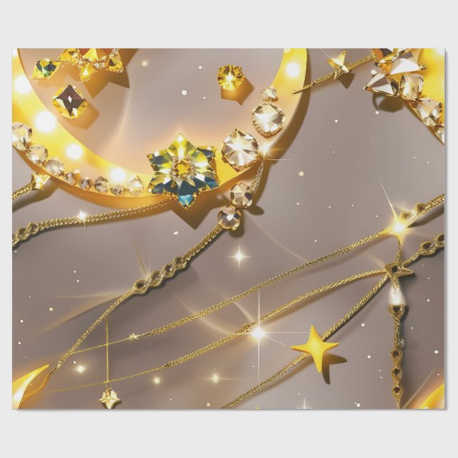 Wrapping Paper – Luxury Topaz Yellow Celestial Geschenkpapier (Flach)