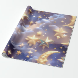 Wrapping Paper – Luxury White Celestial Moon Gift  Geschenkpapier