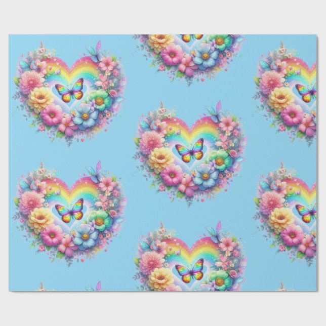 Wrapping Paper-Pastel Spring Floral Wrapping Paper Geschenkpapier (Flach)