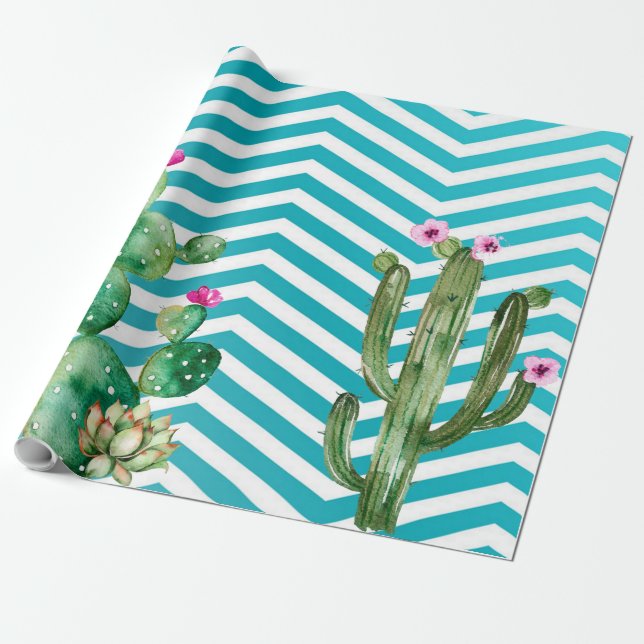 Wrapping Paper Roll Boho Cacti Cactus Succule Geschenkpapier (Ungerollt)