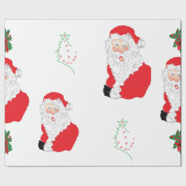 Wrapping Paper Santa Claus Poinsettias Geschenkpapier