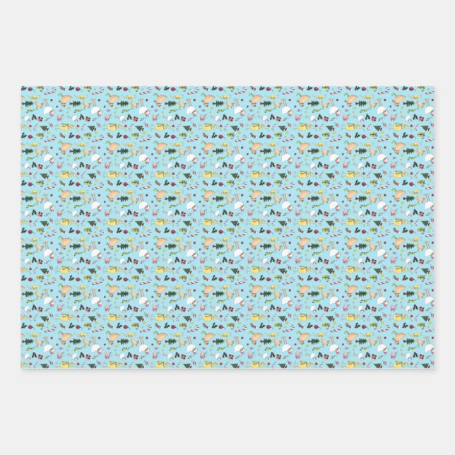 Wrapping Paper Set für Weihnachtshühner mit 3 Blät Geschenkpapier Set (Vorderseite)