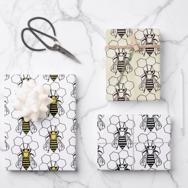Wrapping Paper Set - Graphic Bees Geschenkpapier Set (Vorderseite)