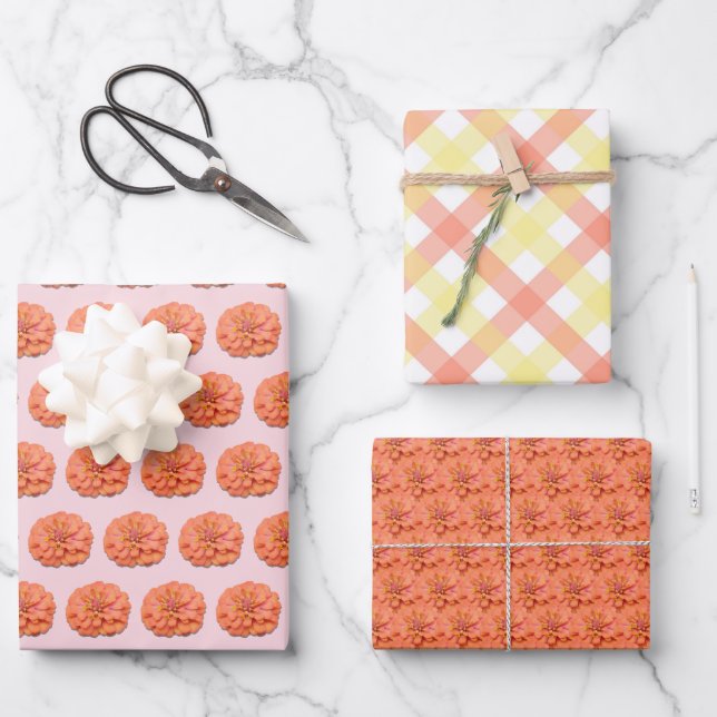 Wrapping Paper Set - Tequila Sunrise Zinnia Geschenkpapier Set (Vorderseite)