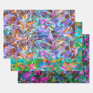 Wrapping Paper Sheet Set Floral-Hartglas Geschenkpapier Set