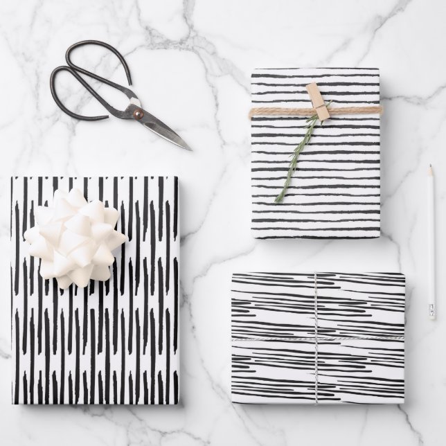 Wrapping Paper Sheets - Black And White Pattern Geschenkpapier Set (Vorderseite)