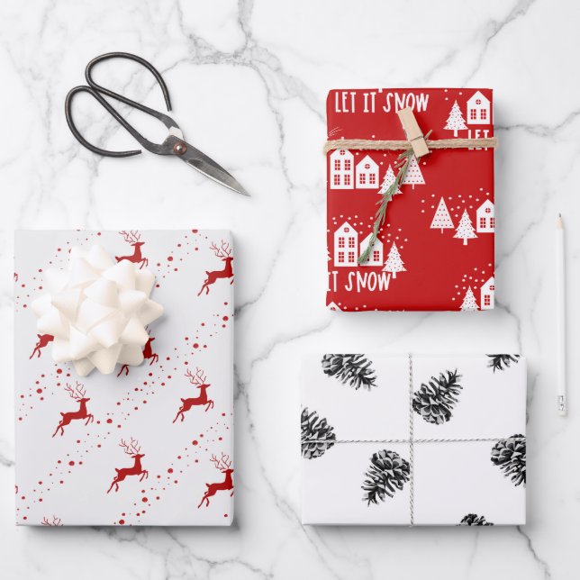 Wrapping Paper Sheets - Christmas Patterns Geschenkpapier Set (Vorderseite)