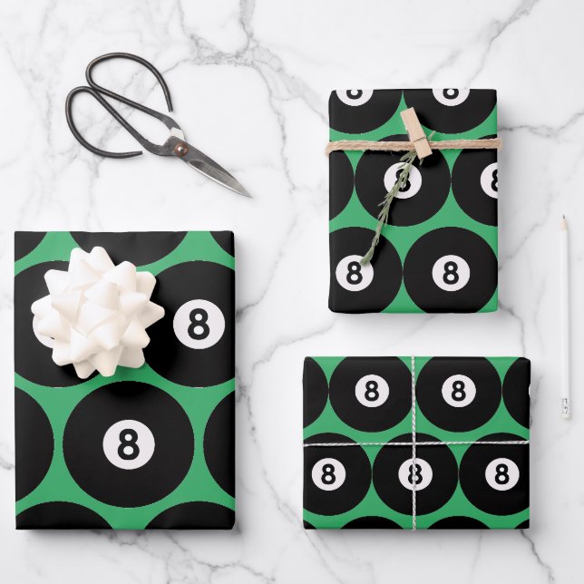 Wrapping Paper Sheets für 8-Ball Billards Geschenkpapier Set (Vorderseite)