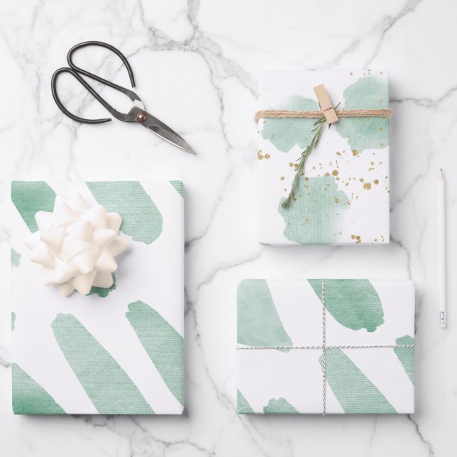Wrapping Paper Sheets - Green Elements Geschenkpapier Set (Vorderseite)