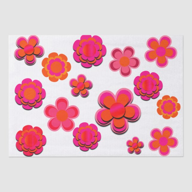 Wrapping Paper Sheets, in Pink und Orange Blume Seidenpapier (Vorderseite)