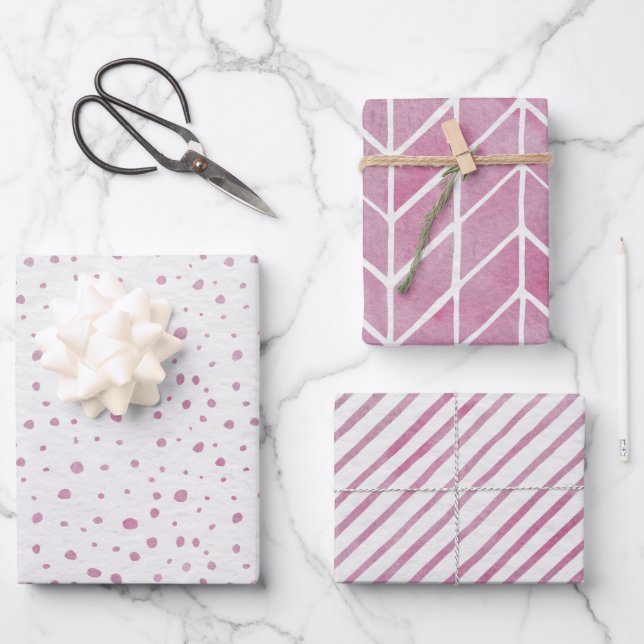 Wrapping Paper Sheets - Pink Patterns Geschenkpapier Set (Vorderseite)