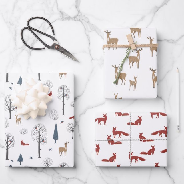 Wrapping Paper Sheets - Winter Patterns Geschenkpapier Set (Vorderseite)