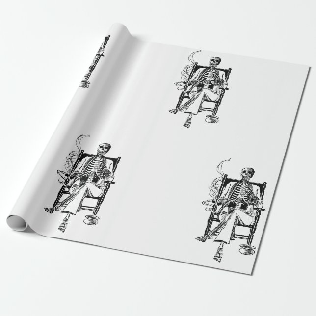 Wrapping Paper SKELETON RAUCHER CIGARETTE Geschenkpapier (Ungerollt)
