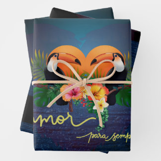 Wrapping Paper - Tropischer Vogel - Liebe Geschenkpapier Set