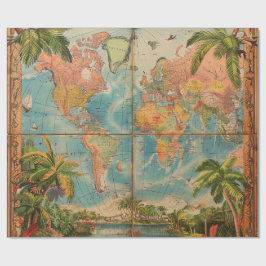 Wrapping Paper-Vintage Atlas Wrapping Paper Geschenkpapier