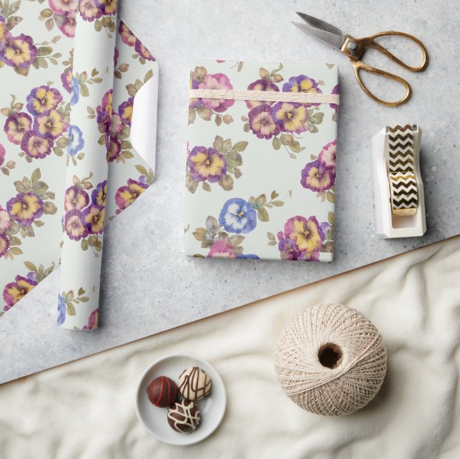Wrapping Paper | Vintage Pansy Floral Garden Geschenkpapier (Kunsthandwerk)