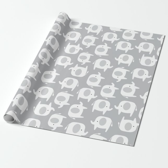 Wrapping Paper von Baby Grey and White Elephants Geschenkpapier (Ungerollt)