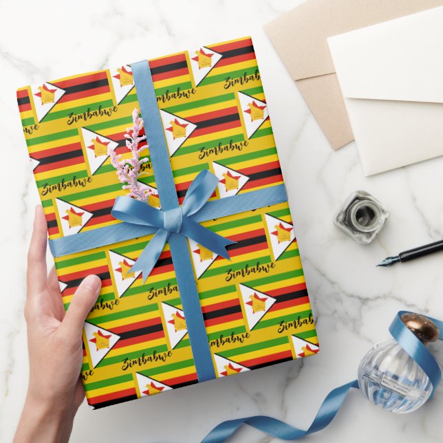 Wrapping Paper von Simbabwe, patriotische Flagge S Geschenkpapier (Schenken)