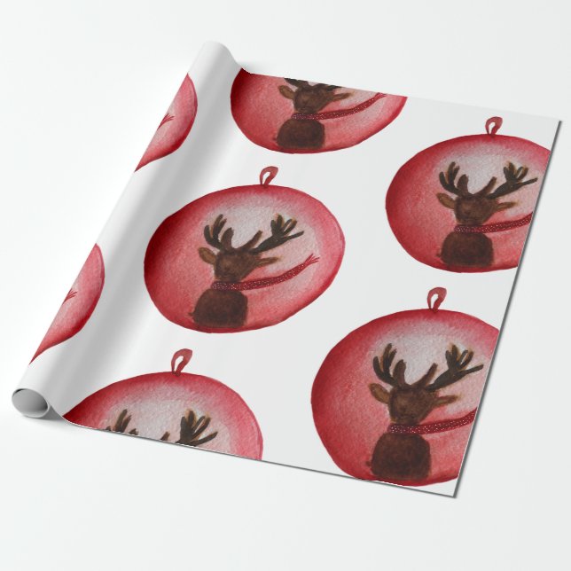 Wrapping Paper Watercolor Hirsch, Weihnachten Geschenkpapier (Ungerollt)