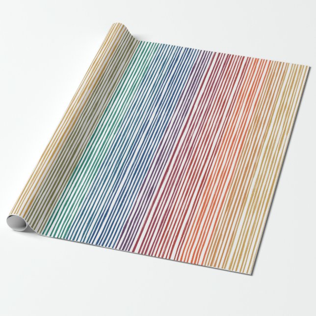 Wrapping Paper Watercolor Rainbow Strip Geschenkpapier (Ungerollt)