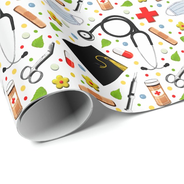 Wrapping Paper zum Abschluss von Medizinschulen Geschenkpapier (Rolleneckpunkt)