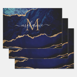 Wrapping Paper zum Individuelle Name von Navy Blue Geschenkpapier Set