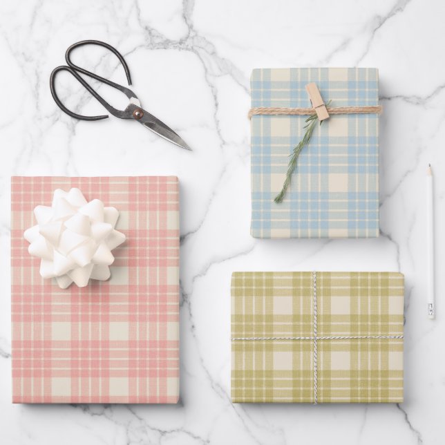 Wrapping retro gingham paper for Christmas Geschenkpapier Set (Vorderseite)