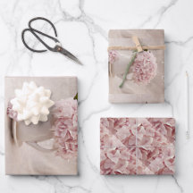 Wrapping Sht. Qty 3 einfache Hydrangeas in Rosa