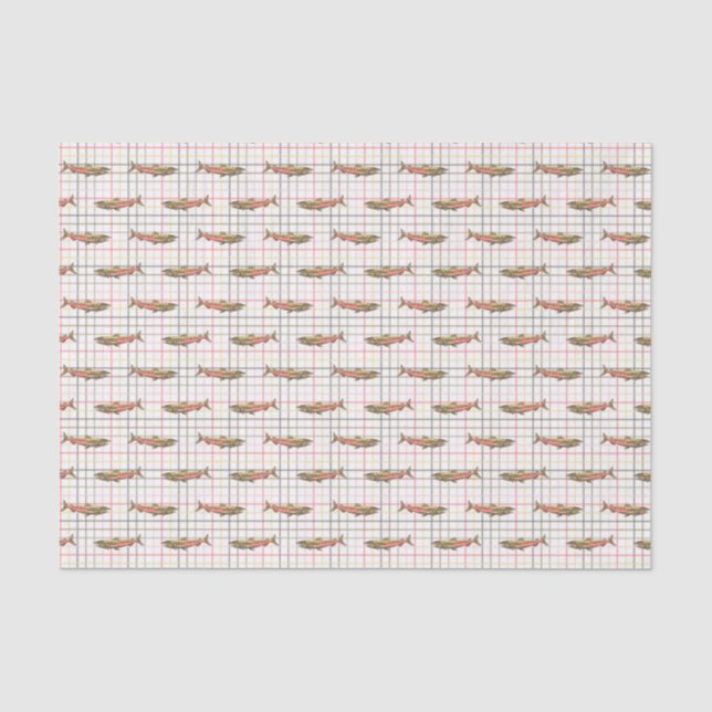 Wrapping Tissue - Chinook-Salmonellen auf Karierte Seidenpapier (Vorderseite)