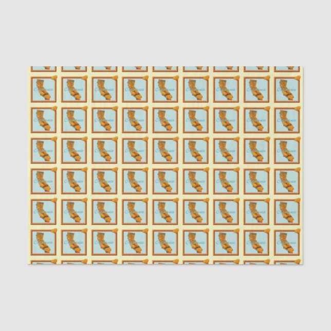 Wrapping Tissue - KALIFORNIEN - Gerahmtes Symbol Seidenpapier (Vorderseite)