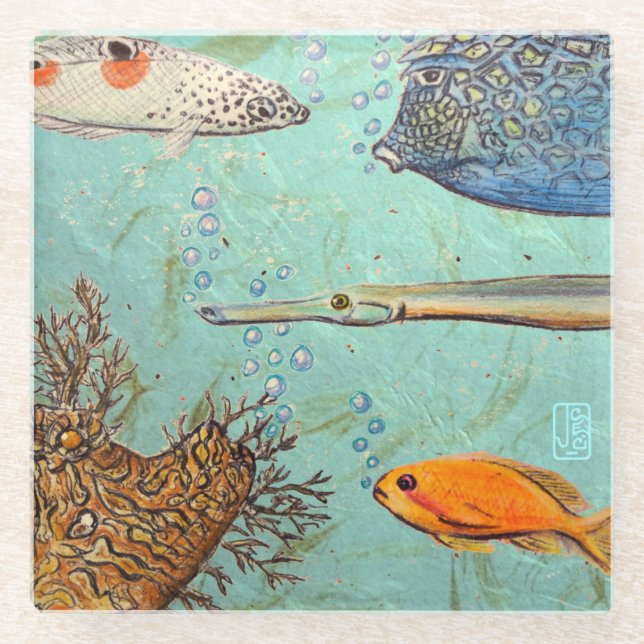 Wrasse & Friends Classy Glass Untersetzer (Vorderseite)