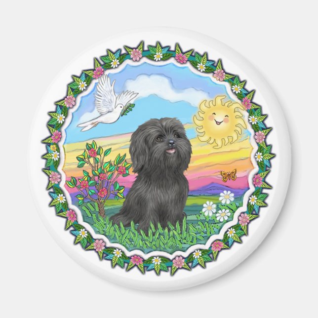 Wreath - Black Shih Tzu Magnet (Vorne)