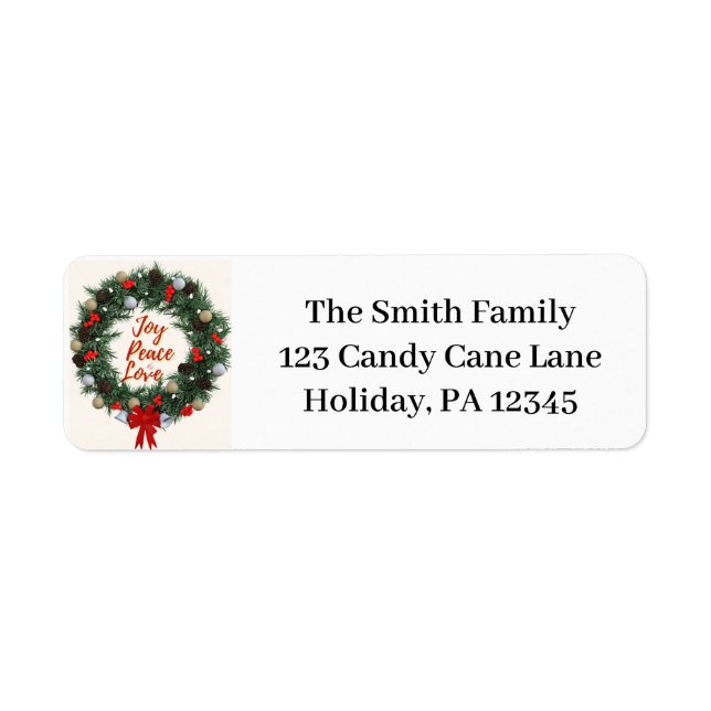 Wreath Christmas Address Labels (Vorne)