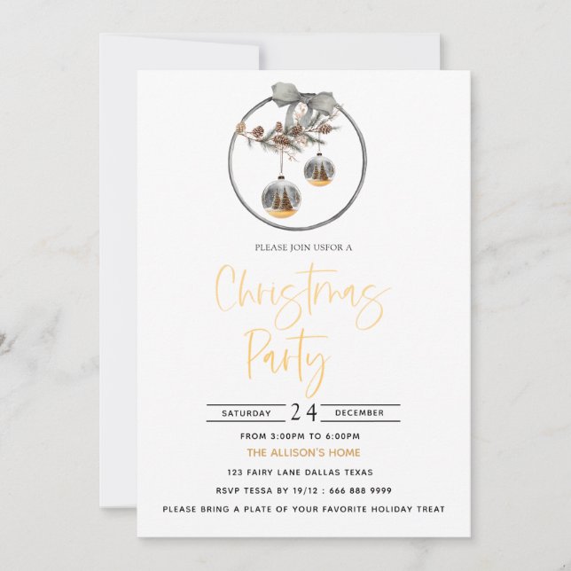 Wreath Cosy Nature Christmas Party Invitation (Devant)