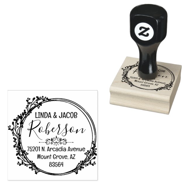 Wreath Couple Rücksendeadresse Gummistempel (Stempel)