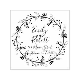 Wreath Customizable Wedding Rücksendeadresse Brief Permastempel