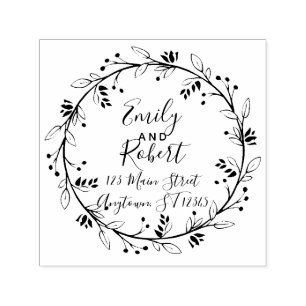 Wreath Customizable Wedding Rücksendeadresse Brief Permastempel