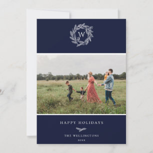 Wreath d'hiver Monogramme Carte photo de vacances 