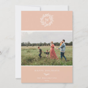 Wreath d'hiver Monogramme Carte photo de vacances 