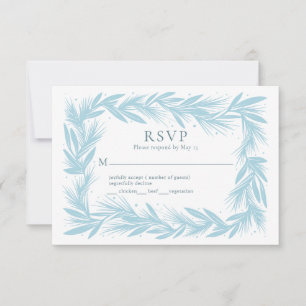 Wreath d'hiver sur blanc carte de mariage moderne