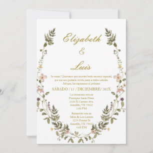 Wreath Elegant Hochzeit Einladung Spanisch