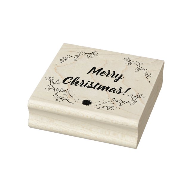 Wreath Floral Frohe Weihnachten Gummistempel (Stempel)