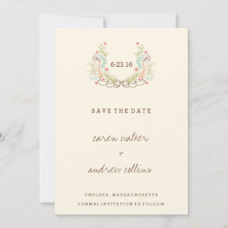 Wreath Floral moderne Enregistrer la carte Date