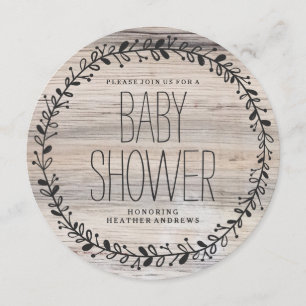 Wreath florale  INVITATION AU BABY SHOWER EN BOIS