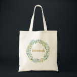 Wreath Green Blätter Personalisiert Tote Bag Tragetasche<br><div class="desc">Ein eleganter,  botanischer Eukalyptus-Kranz-Totbeutel. Personalisieren Sie es für jeden Anlass! Entworfen für Sie durch BlackBerry Boulevard.</div>