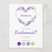 Wreath Heart in Purple Shades Bridesmaids Proposal