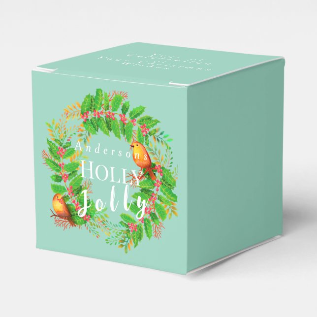 Wreath Holly Jolly Family Light Aquamarin Geschenkschachtel (Vorderseite)
