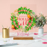 Wreath Holly Jolly Family White