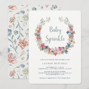 Wreath lunaire   Invitation Floral Baby Sprinkle
