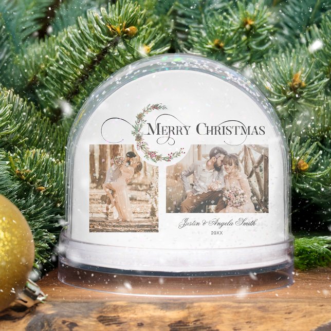 Wreath & Merry Christmas Multi-Photo Snow Globe Schneekugeln (Von Creator hochgeladen)
